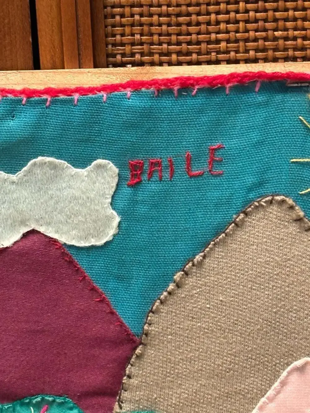 Vintage Peruvian Arpillera 3D Embroidered Folk Art Wall Hanging Signed